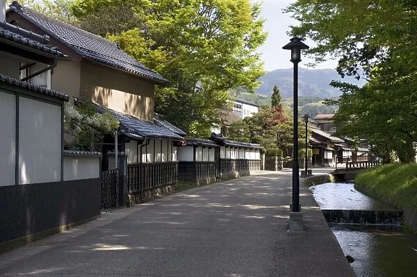 Quaint street lined with traditional residences in Matsushiro town, Nagano Prefecture