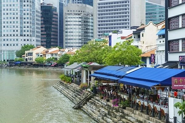 Quayside restaurants in Boat Quay, Singapore, Southeast Asia, Asia