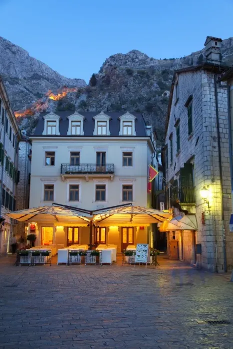 Framed Print : Quiet cafe in the old town of Kotor at night, Kotor, UNESCO World Heritage Site Framed Print : Quiet cafe in the old town of Kotor at night, Kotor, UNESCO World Heritage Site