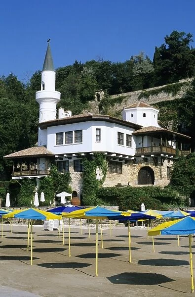 The Quiet Nest villa with minaret, The Palace of Queen Marie, Balchik, Black Sea coast, Bulgaria, Europe