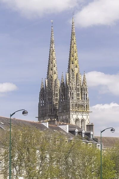 Quimper Cathedral, built in the 13th century in Gothic style, Quimper, Finistere