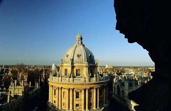 The Radcliffe Camera viewed from the University church, Oxford, Oxfordshire