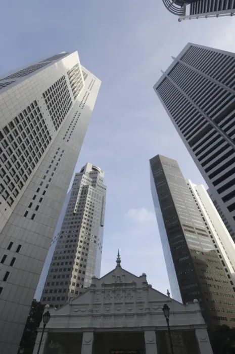 Framed Print : Raffles Place in the Financial District Framed Print : Raffles Place in the Financial District