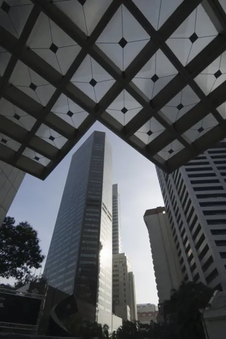Framed Print : Raffles Place in the Financial District Framed Print : Raffles Place in the Financial District