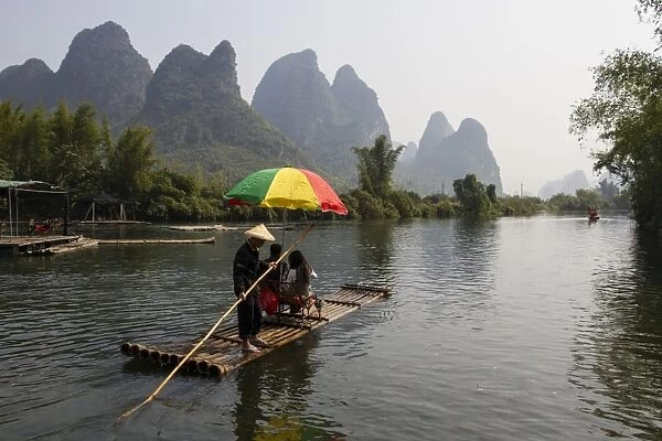 Rafting on the Yulong River, Yangshuo, Guangxi, China, Asia