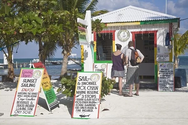 Raggamuffin Tours office on beach, Caye Caulker, Belize, Central America