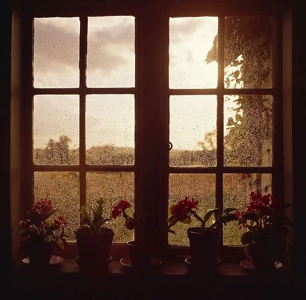 Rain on window, England, United Kingdom, Europe
