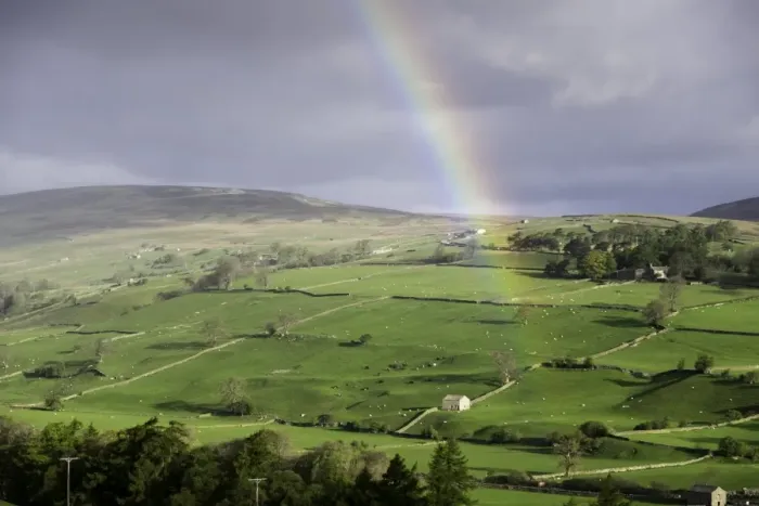 Framed Print : A rainbow over the countryside of Swaledale, Yorkshire Dales, Yorkshire, United Kingdom Framed Print : A rainbow over the countryside of Swaledale, Yorkshire Dales, Yorkshire, United Kingdom