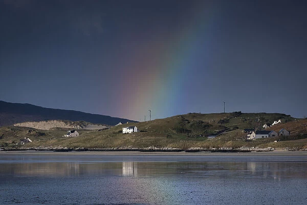 Rainbow over the Hamlet of Luskentyre across Luskentyre Sands, Isle of Harris