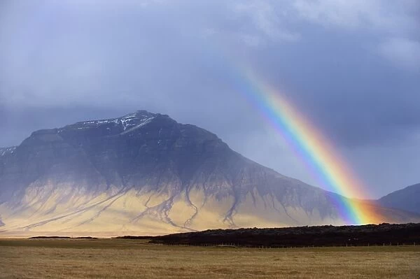 Rainbow over hills, Snaefellsnes Peninsula, West Iceland, Iceland, Polar Regions