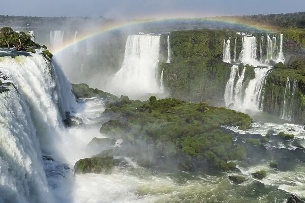 Rainbow over the Iguazu Falls, viewed from the Brazilian side, UNESCO World Heritage Site