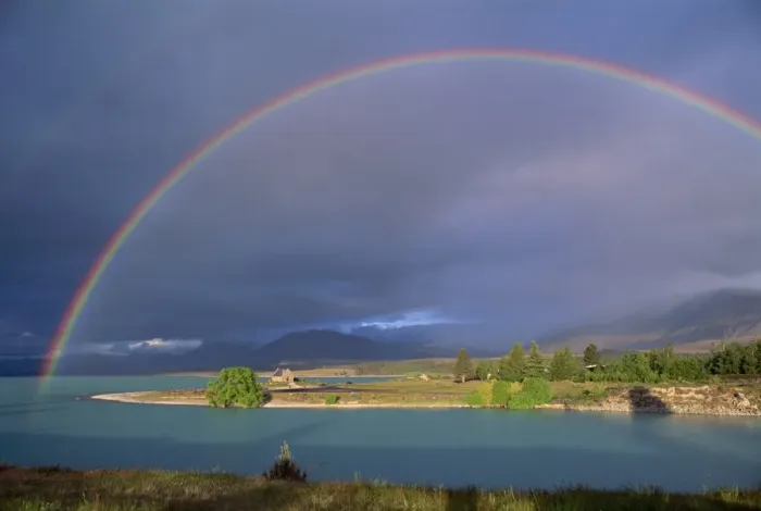 Framed Print : Rainbow over Lake Tekapo Framed Print : Rainbow over Lake Tekapo