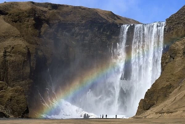 Rainbow over Skogafoss waterfall, South Iceland, Iceland, Polar Regions