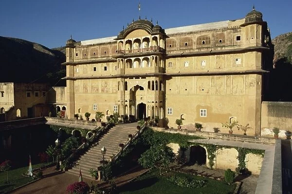The Rajput Samode Palace, now a hotel, near Jaipur, Rajasthan state, India, Asia