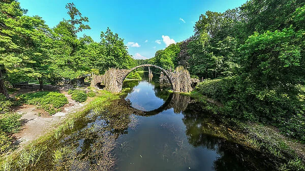Rakotzbrucke (Devil´s Bridge), Kromlau Azalea and Rhododendron Park, Gablenz, Saxony, Germany, Europe