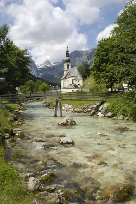 Framed Print : Ramsau church, near Berchtesgaden, Bavaria, Germany, Europe
