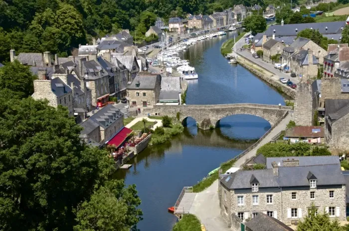 Framed Print : Rance River valley and Dinan harbour with the Stone Bridge, Dinan, Brittany, France, Europe Framed Print : Rance River valley and Dinan harbour with the Stone Bridge, Dinan, Brittany, France, Europe