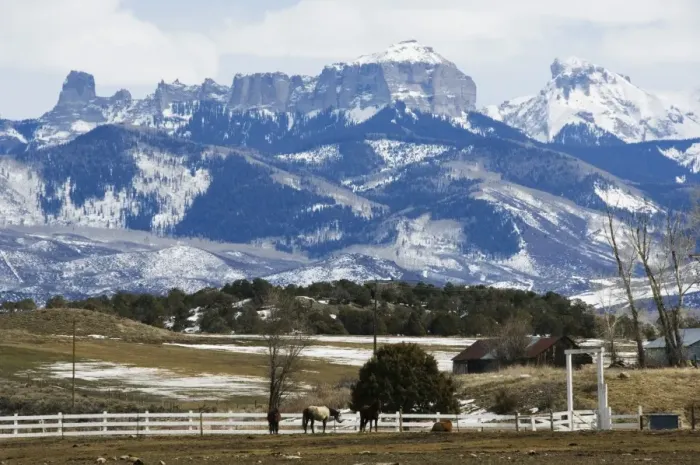 Framed Print : A ranch below peaks of the San Juan Mountains Framed Print : A ranch below peaks of the San Juan Mountains