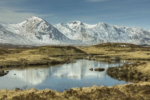 Rannoch Moor and Black Mount in early spring, Scotland, United Kingdom, Europe