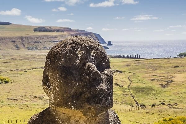Rano Raraku, the quarry site for all moai statues on Easter Island (Isla de Pascua) (Rapa Nui), UNESCO World Heritage Site, Chile, South America