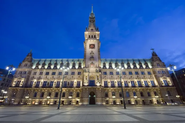 Framed Print : Rathaus (City Hall) illuminated at night, Hamburg, Germany, Europe Framed Print : Rathaus (City Hall) illuminated at night, Hamburg, Germany, Europe
