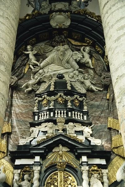 Rear of Baroque high altar, St. Niklskerk, Ghent, Belgium, Europe