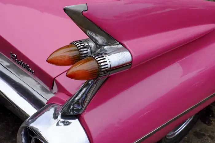 Framed Print : Rear fin and lights of vintage pink Cadillac, Havana, Cuba, West Indies, Central America Framed Print : Rear fin and lights of vintage pink Cadillac, Havana, Cuba, West Indies, Central America