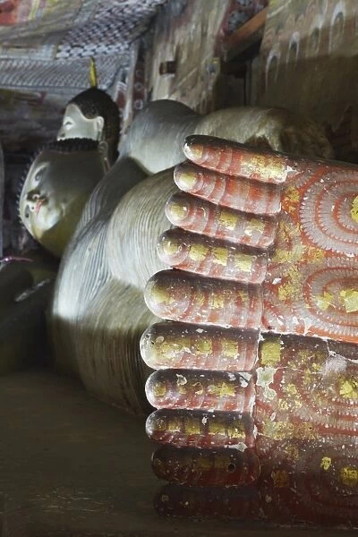 Reclining Buddha statue in Cave 2 of the Cave Temples, UNESCO World Heritage Site, Dambulla, North Central Province, Sri Lanka, Asia