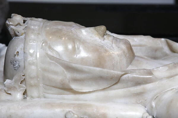 Detail of the recumbent effigy on the tomb of Isabella of Aragon wife of Philip III the