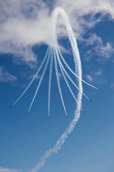 The Red Arrows display team at Bournemouth Air Festival, Dorset, England, United Kingdom