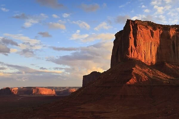 Red cliffs at sunset, Monument Valley Navajo Tribal Park, Utah and Arizona border, United States of America, North America