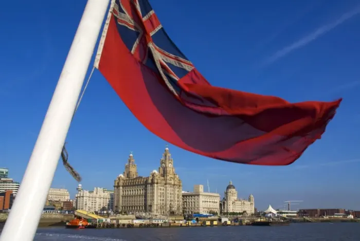 Framed Print : Red Ensign, River Mersey and Three Graces, Liverpool, Merseyside, England Framed Print : Red Ensign, River Mersey and Three Graces, Liverpool, Merseyside, England