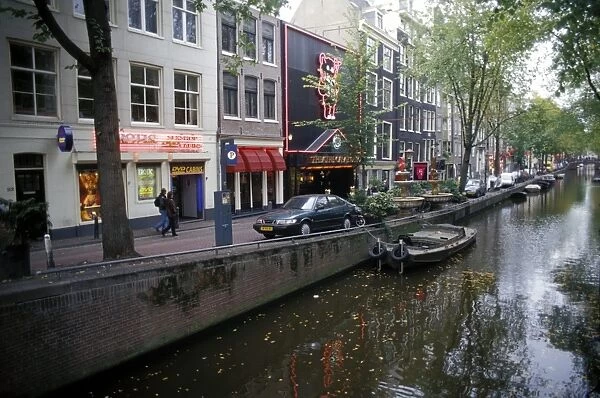Red light district along one of the city canals