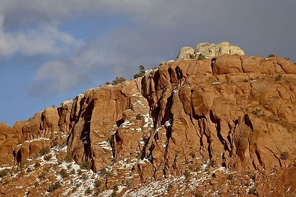 Red rock cliff with snow, Carson National Forest, New Mexico, United States of America