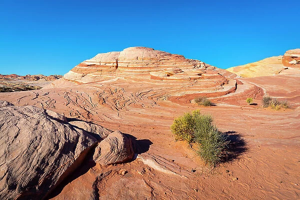 Red rock formations at Fire Wave, Valley of Fire State Park, Nevada, Western United States, United States of America, North America