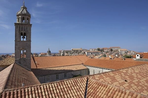 Red roof on The Franciscan monastery, wiew from the city walls, Dubrovnik, Croatia