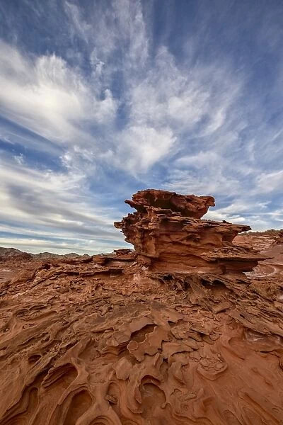 Red sandstone with three-dimensional erosion forms, Gold Butte, Nevada, United States of America, North America