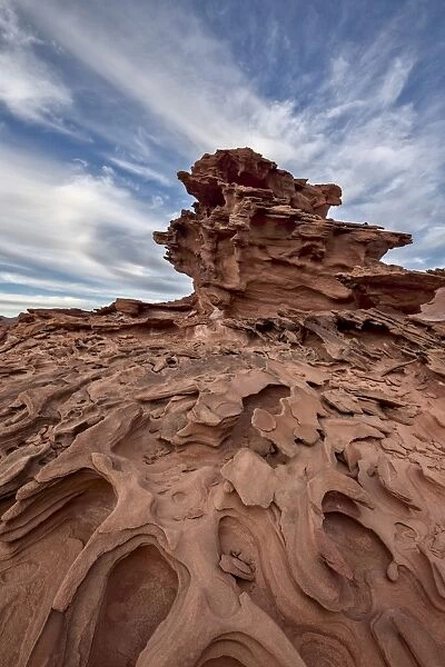 Red sandstone with three-dimensional erosion forms, Gold Butte, Nevada, United States of America, North America