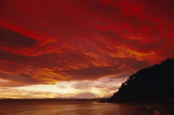 Framed Print : Red sky, sunset over the bay Framed Print : Red sky, sunset over the bay