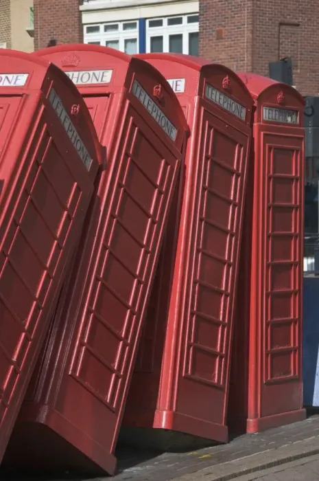 Framed Print : Red telephone box sculpture entitled Out of Order by David Mach, Kingston upon Thames Framed Print : Red telephone box sculpture entitled Out of Order by David Mach, Kingston upon Thames