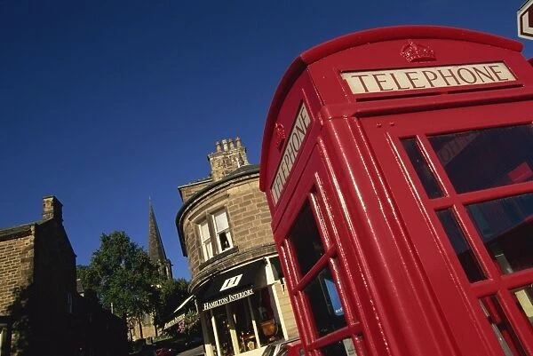 Red telephone boxes in town centre, Bakewell, Peak District National Park