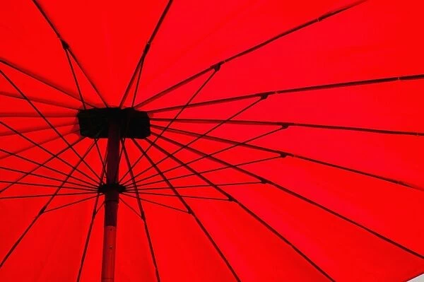Red umbrella close up, Vientiane, Laos, Indochina, Southeast Asia, Asia