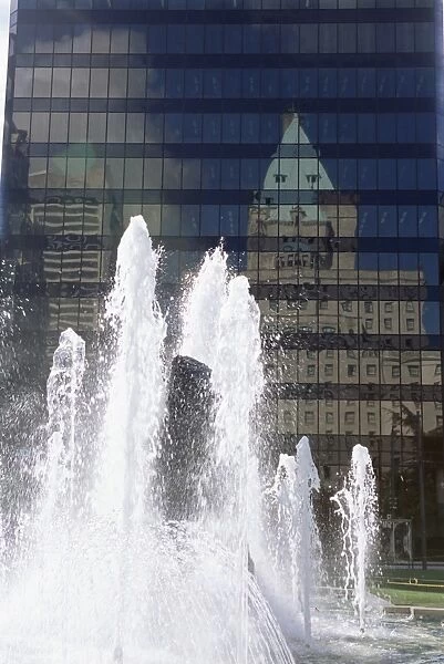 Reflection of the Fairmont Hotel, Vancouver, British Columbia, Canada, North America