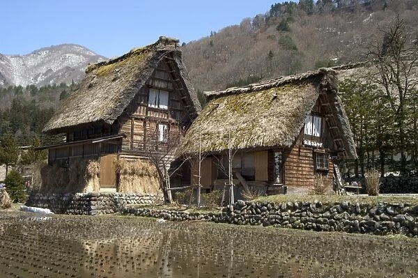 Reflection of gasshou zukuri thatched roof houses