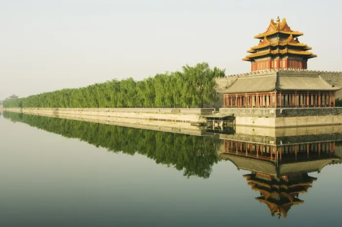 Framed Print : A reflection of the Palace Wall Tower in the moat of The Forbidden City Palace Museum Framed Print : A reflection of the Palace Wall Tower in the moat of The Forbidden City Palace Museum