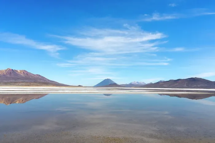 Framed Print : Reflection pool on salt flats and distant views of El Misti and Chachani volcanoes, Salinas y Aguada Blanca National Reserve, Arequipa Province, Arequipa Region, Peru, South America Framed Print : Reflection pool on salt flats and distant views of El Misti and Chachani volcanoes, Salinas y Aguada Blanca National Reserve, Arequipa Province, Arequipa Region, Peru, South America