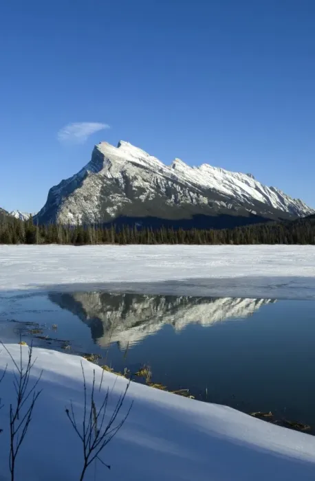 Framed Print : Reflection of Rocky Mountains in Vermilion Lakes in Banff National Park Framed Print : Reflection of Rocky Mountains in Vermilion Lakes in Banff National Park