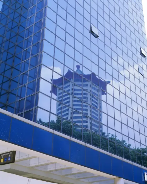Framed Print : Reflections in a building on Orchard Road Framed Print : Reflections in a building on Orchard Road