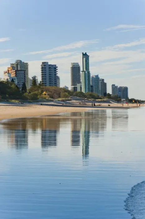 Framed Print : Reflections of high rise buildings at Surfers Paradise Beach, Gold Coast, Queensland, Australia, Pacific Framed Print : Reflections of high rise buildings at Surfers Paradise Beach, Gold Coast, Queensland, Australia, Pacific