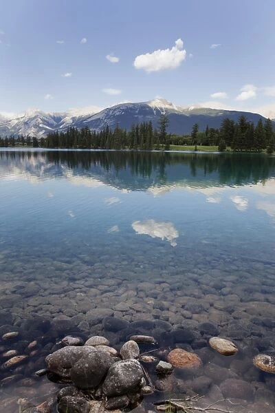 Reflections in Lake Beauvert, Jasper National Park, UNESCO World Heritage Site